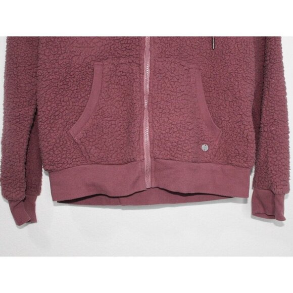 Andrew Marc New York Dark Mauve Sherpa Teddy Zip Up Hoodie Jacket Womens L - Picture 3 of 9